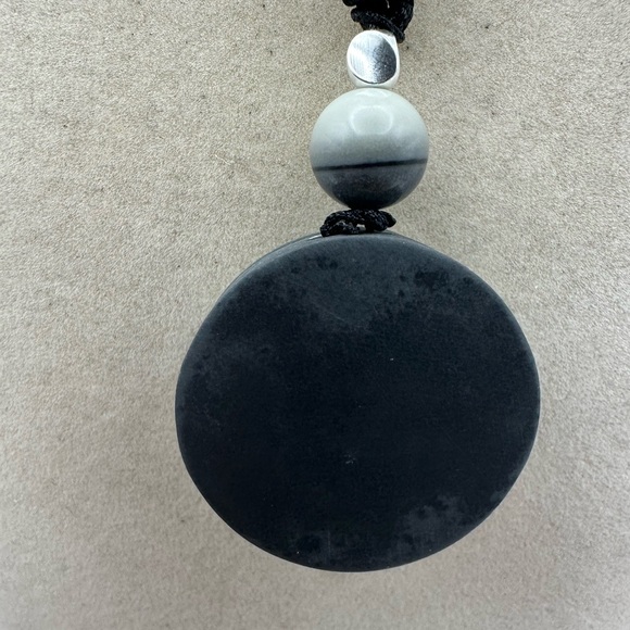 Tai Chi Stone Tiger Pendant Necklace with Silver Accent Bead on Adjustable Rope - Picture 9 of 10